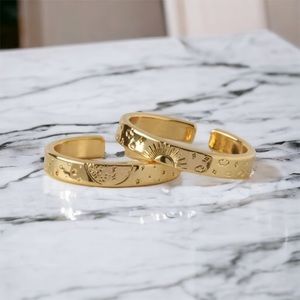 NEW 18k Gold Plated Sun and moon ring